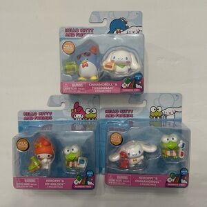 3 Different Packs of Hello Kitty and Friends 2 Figure Sets Keropi, Cinnamoroll